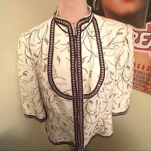 Embroidered linen blend jacket